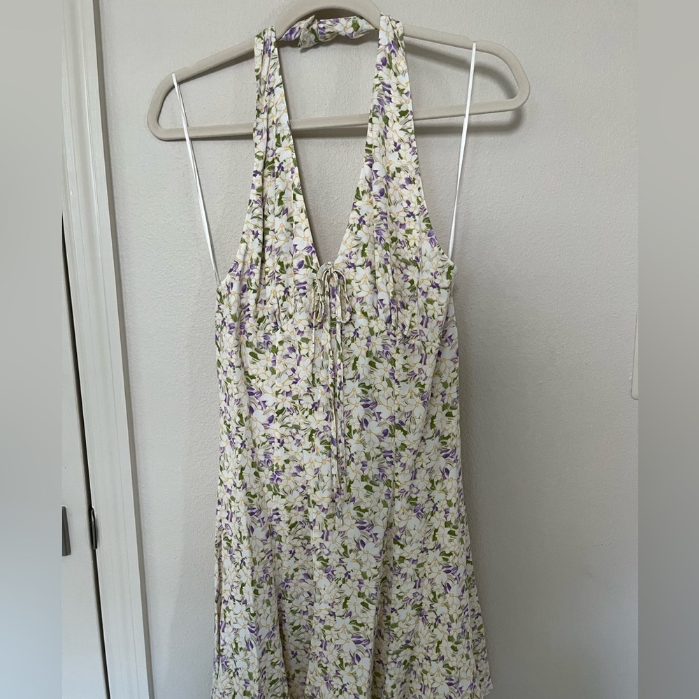 Maeve Sleeveless Halter Mini Dress Halter Floral Mini Anthropologie size M - Picture 10 of 11